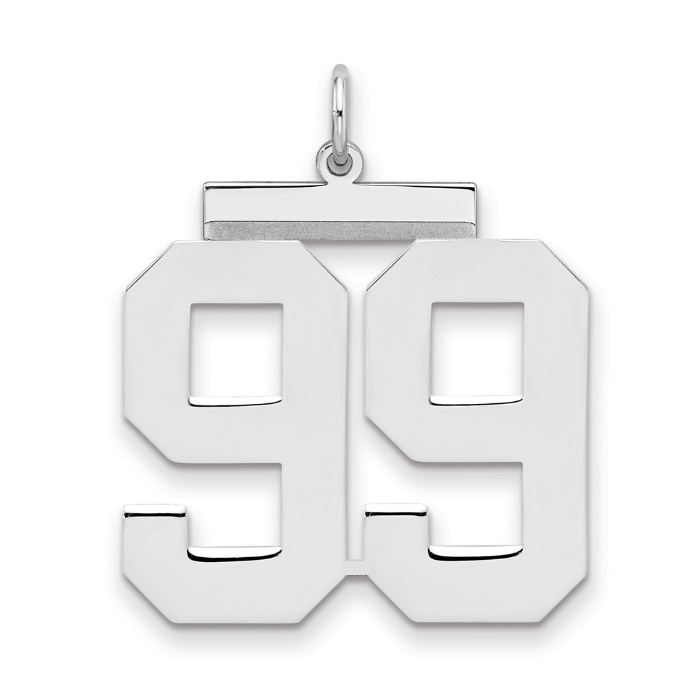 Sterling Silver/Rhodium-plated Polished Number 99 Charm