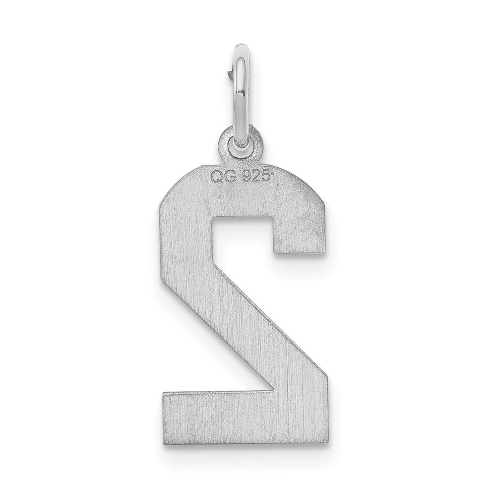 Sterling Silver/Rhodium-plated Satin Number 2 Charm