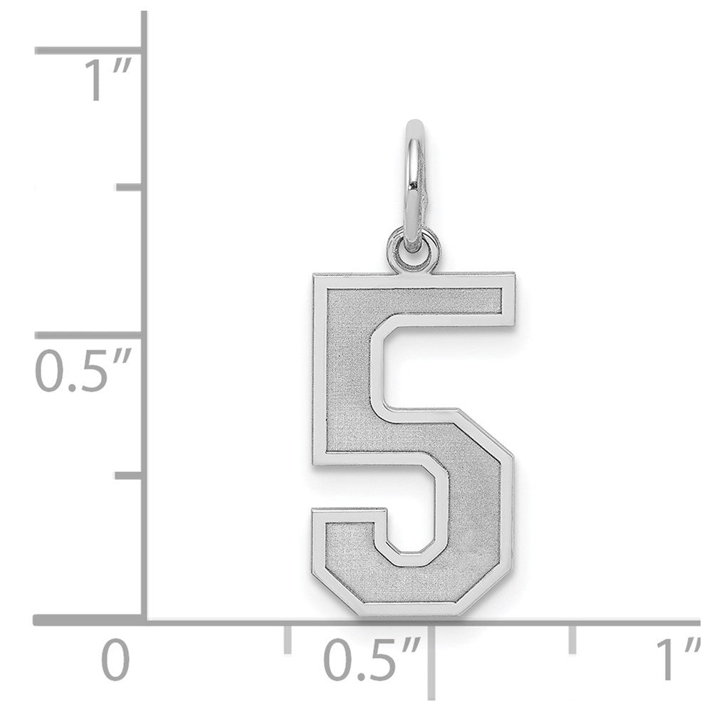 Sterling Silver/Rhodium-plated Satin Number 5 Charm
