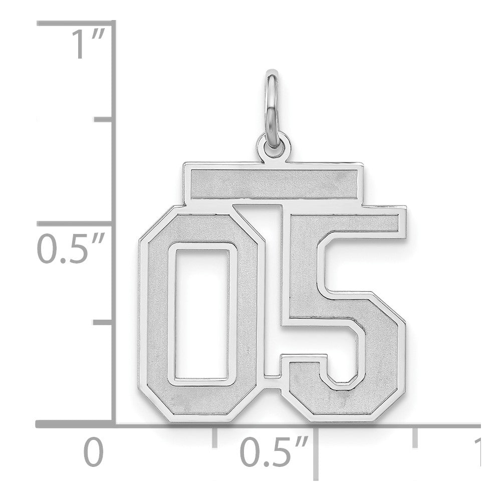 Sterling Silver Polished & Laser Cut Medium Number 05 W/Top Charm