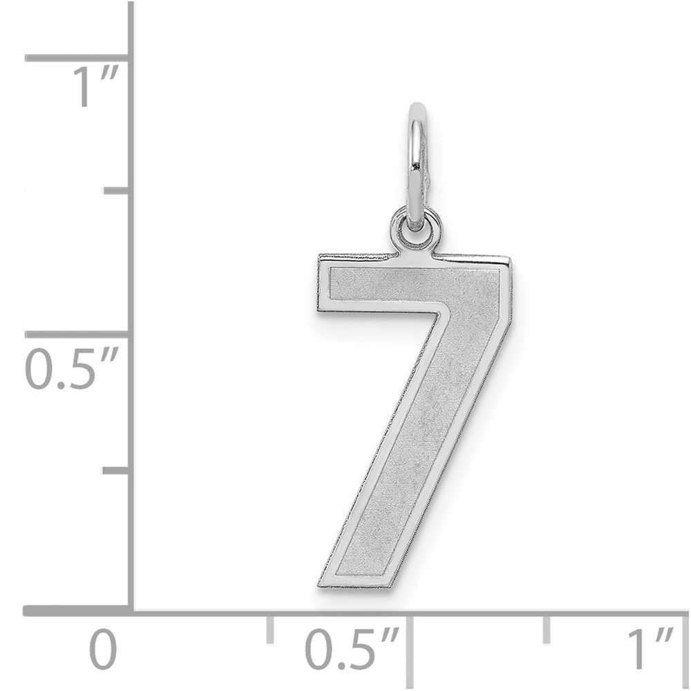 Sterling Silver/Rhodium-plated Satin Number 7 Charm