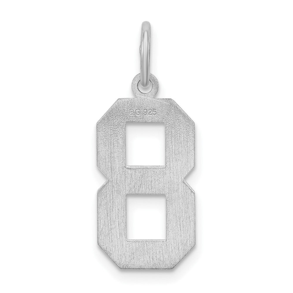 Sterling Silver/Rhodium-plated Satin Number 8 Charm