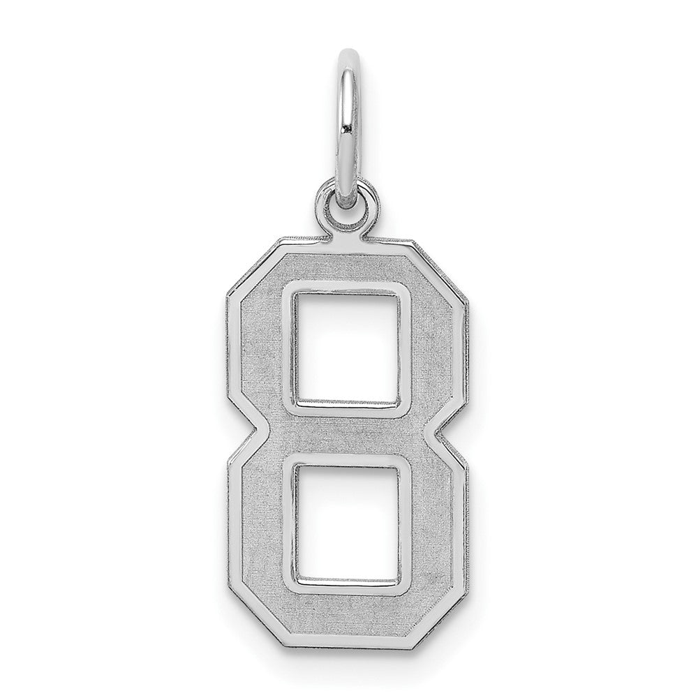 Sterling Silver/Rhodium-plated Satin Number 8 Charm