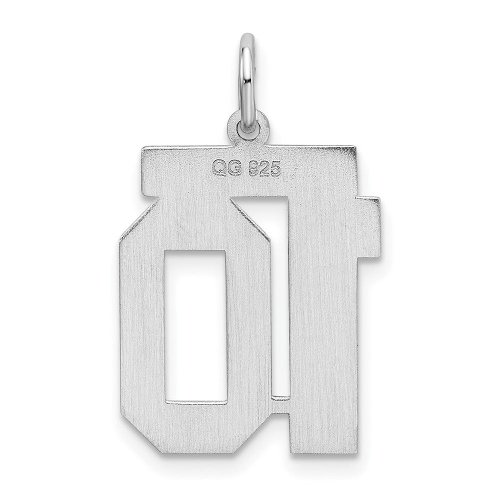 Sterling Silver/Rhodium-plated Satin Number 10 Charm