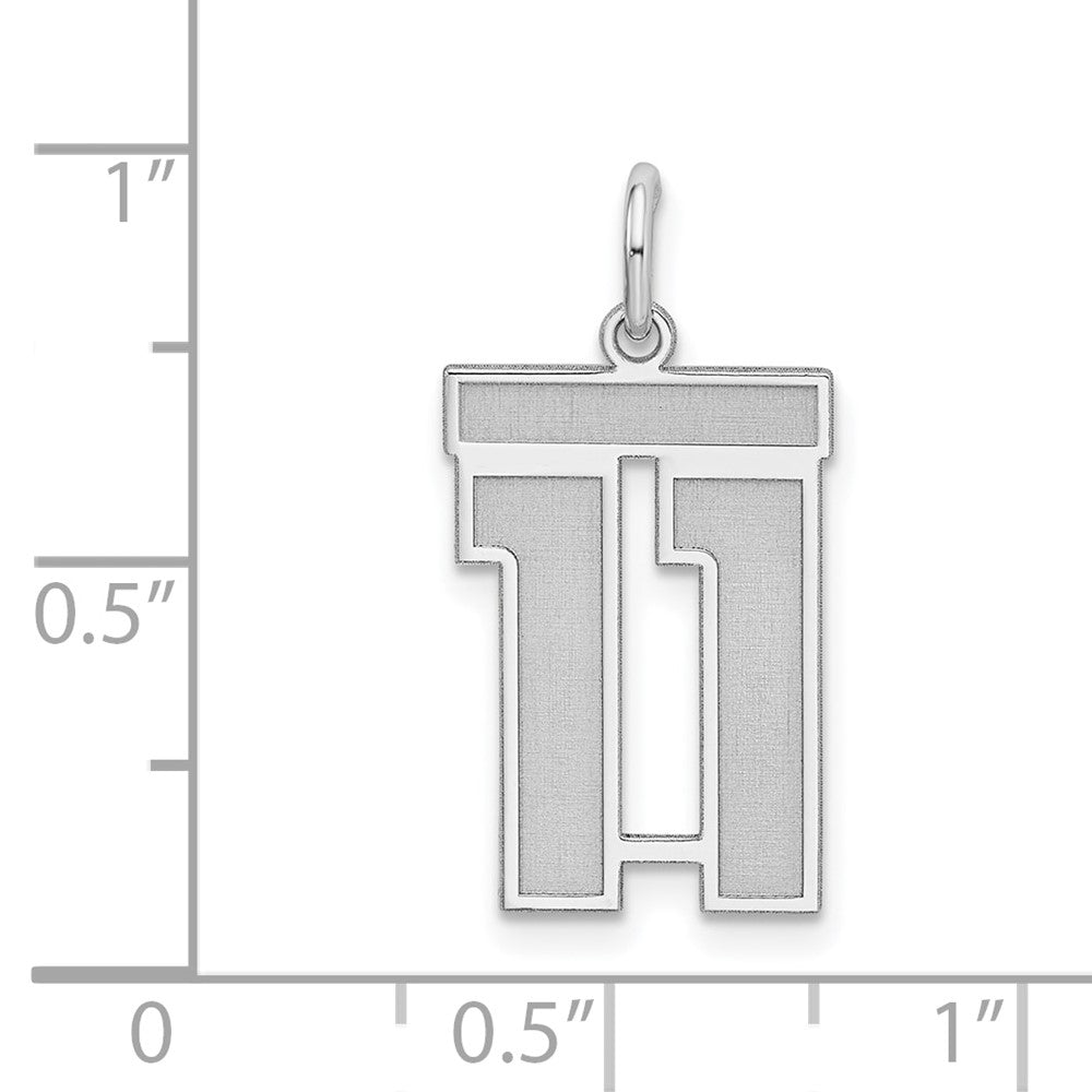 Sterling Silver/Rhodium-plated Satin Number 11 Charm