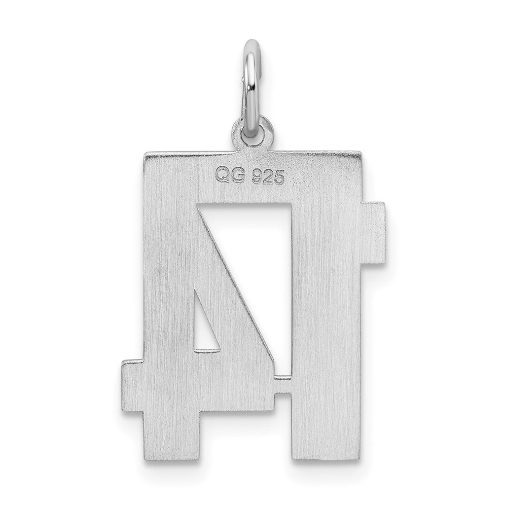 Sterling Silver/Rhodium-plated Satin Number 14 Charm