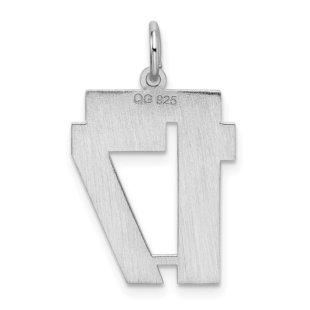 Sterling Silver/Rhodium-plated Satin Number 17 Charm