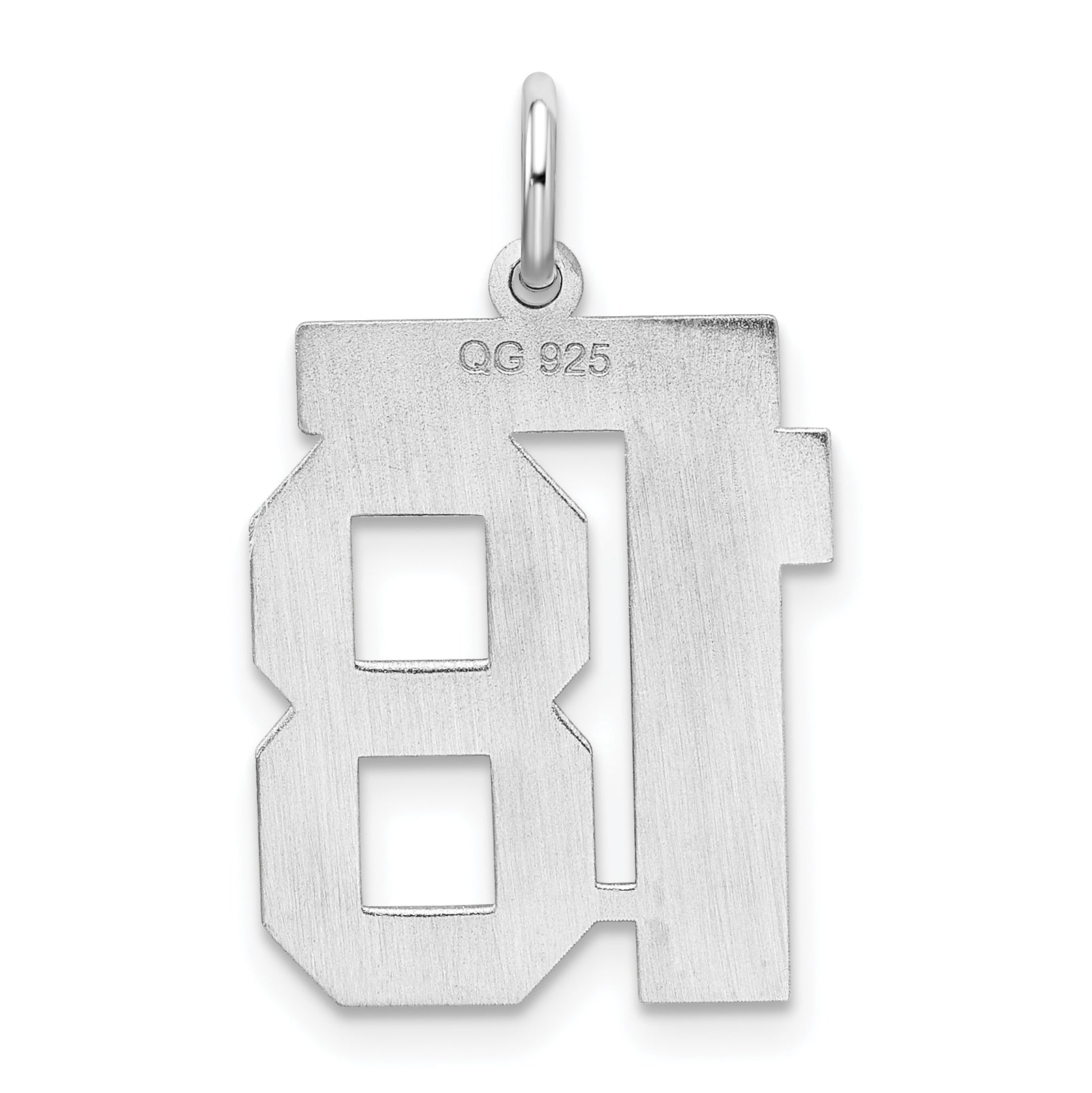 Sterling Silver/Rhodium-plated Satin Number 18 Charm