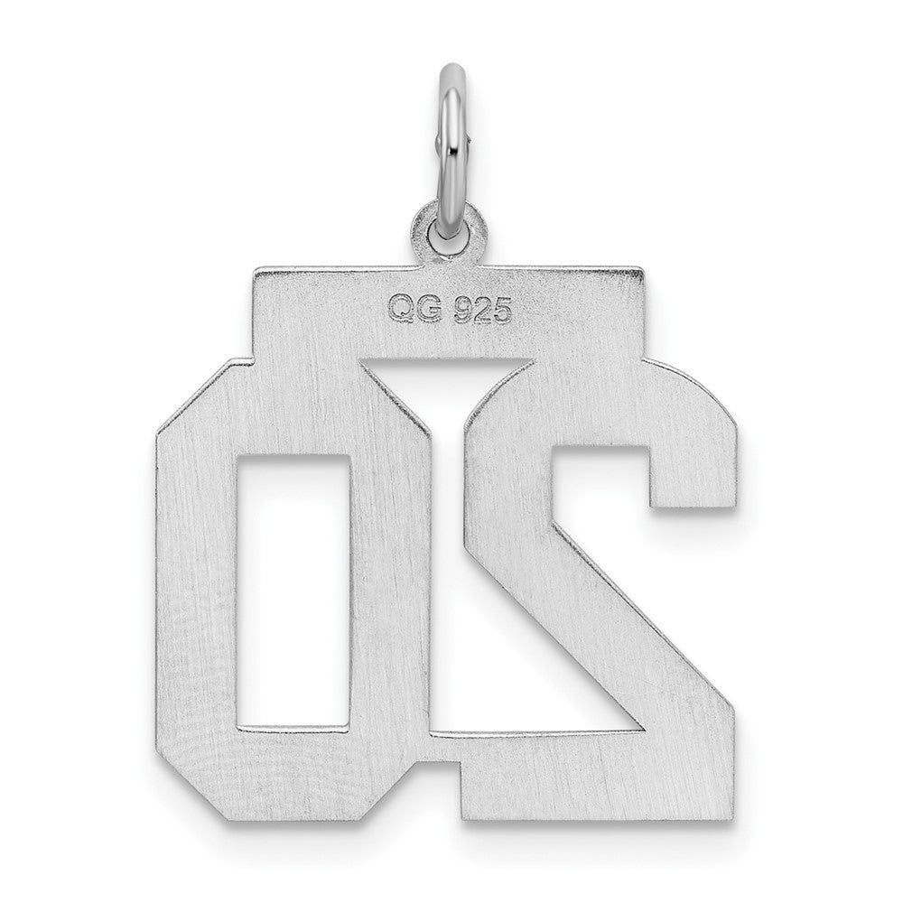 Sterling Silver/Rhodium-plated Satin Number 20 Charm