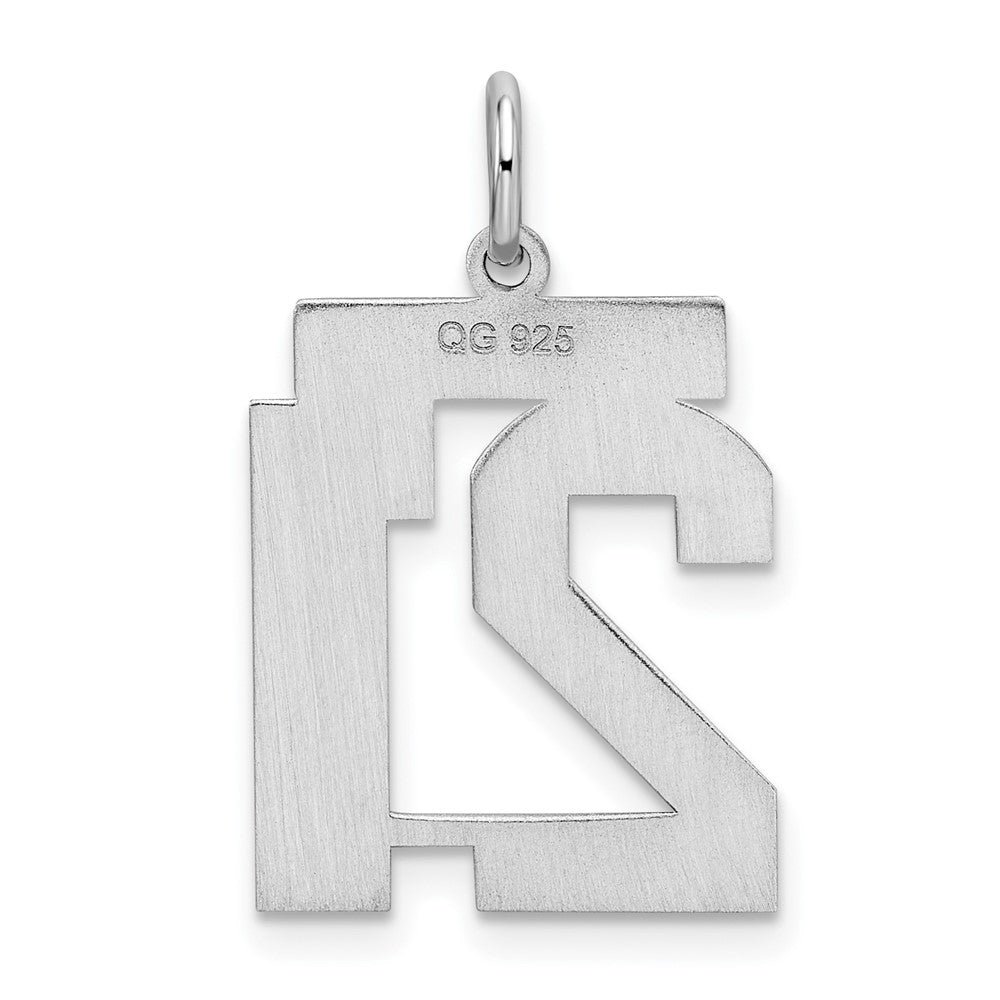 Sterling Silver/Rhodium-plated Satin Number 21 Charm