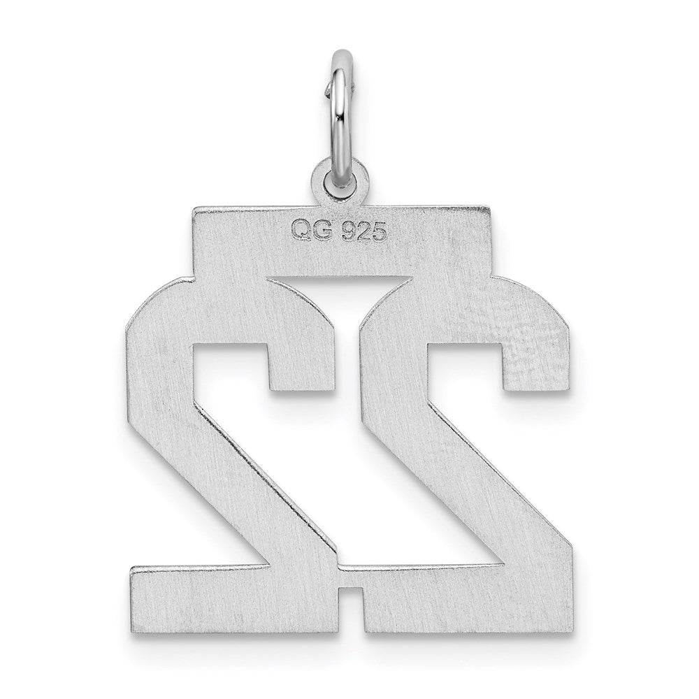 Sterling Silver/Rhodium-plated Satin Number 22 Charm
