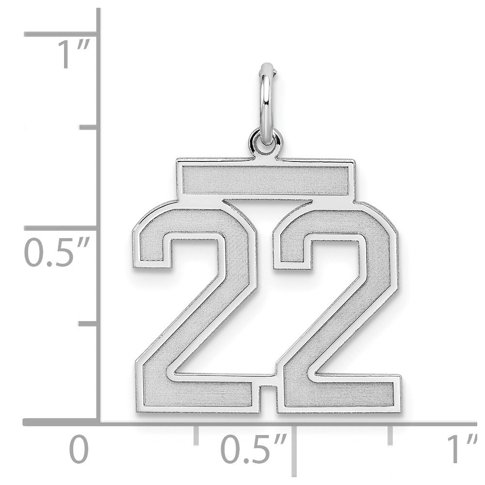 Sterling Silver/Rhodium-plated Satin Number 22 Charm