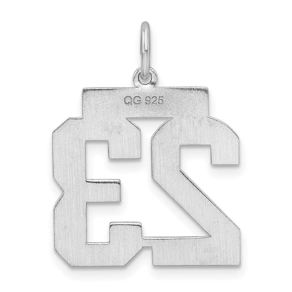 Sterling Silver/Rhodium-plated Satin Number 23 Charm