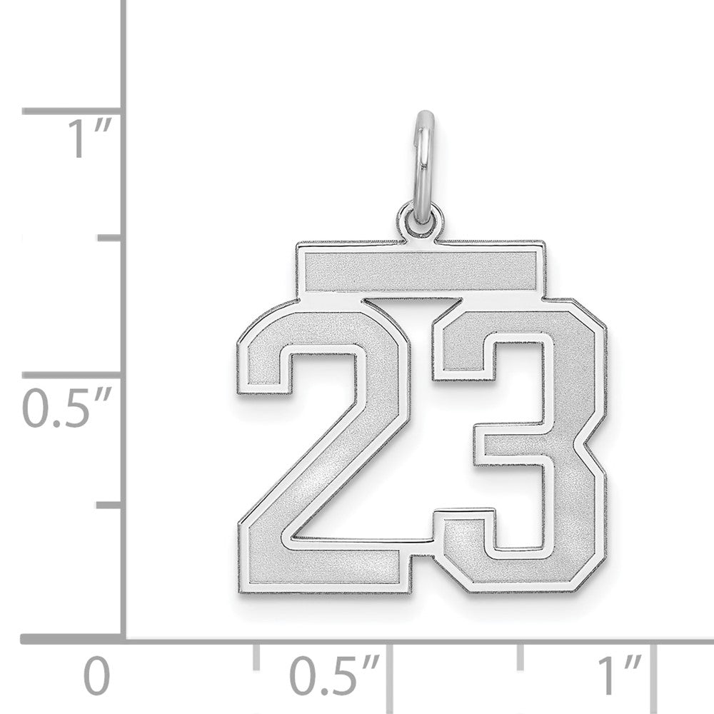 Sterling Silver/Rhodium-plated Satin Number 23 Charm