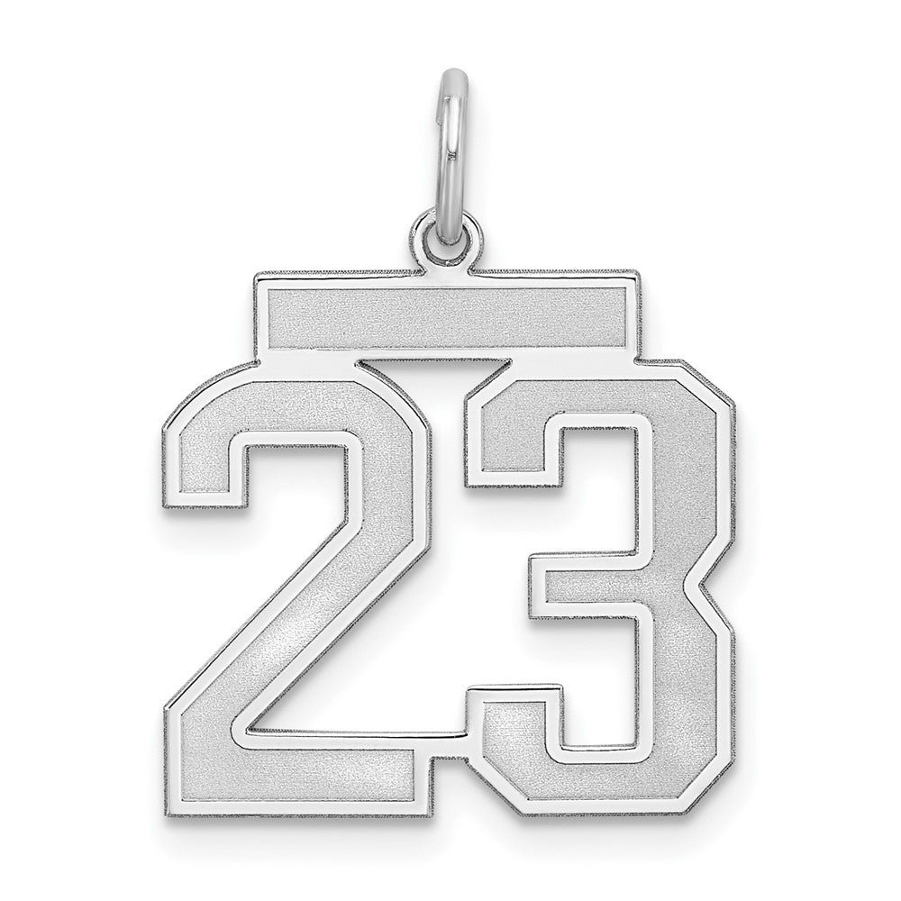 Sterling Silver/Rhodium-plated Satin Number 23 Charm