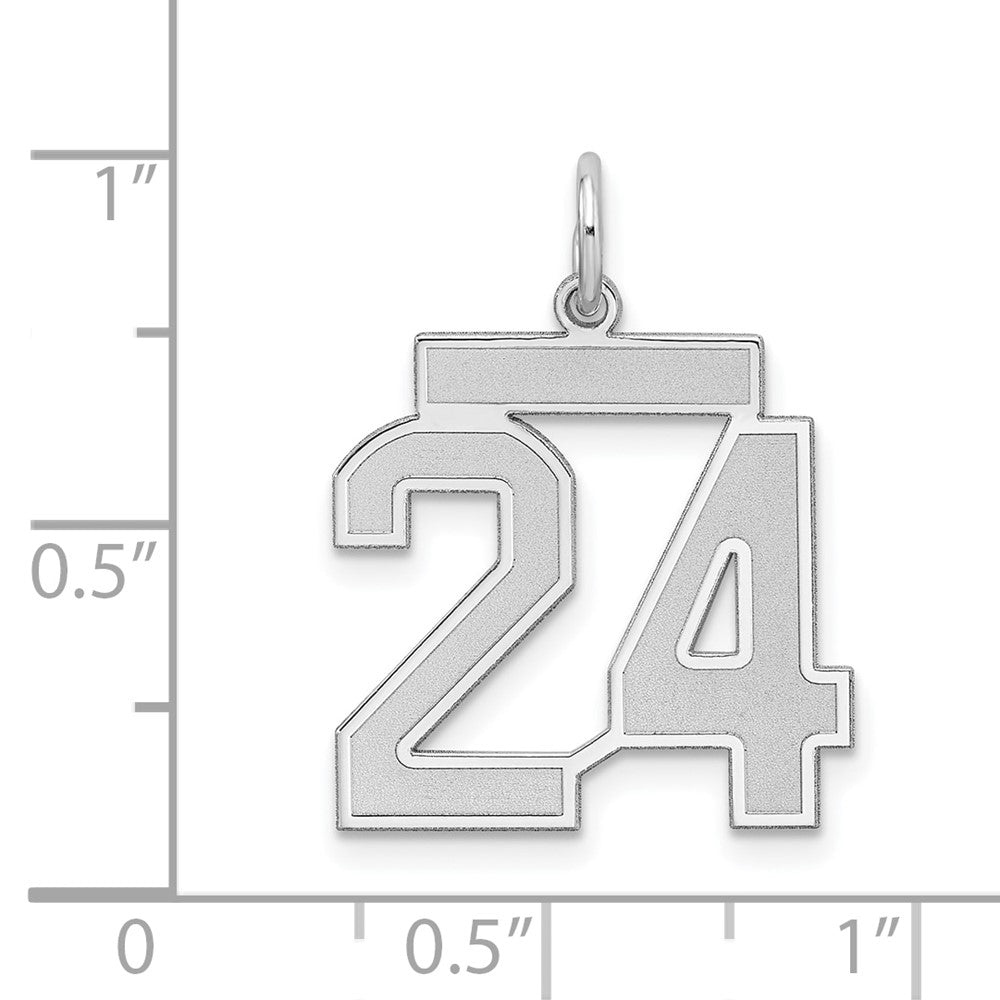 Sterling Silver/Rhodium-plated Satin Number 24 Charm