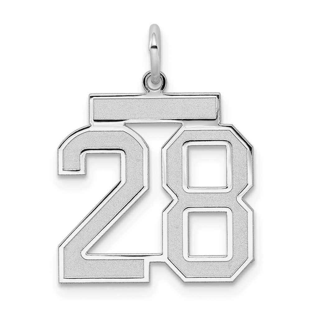 Sterling Silver/Rhodium-plated Satin Number 28 Charm