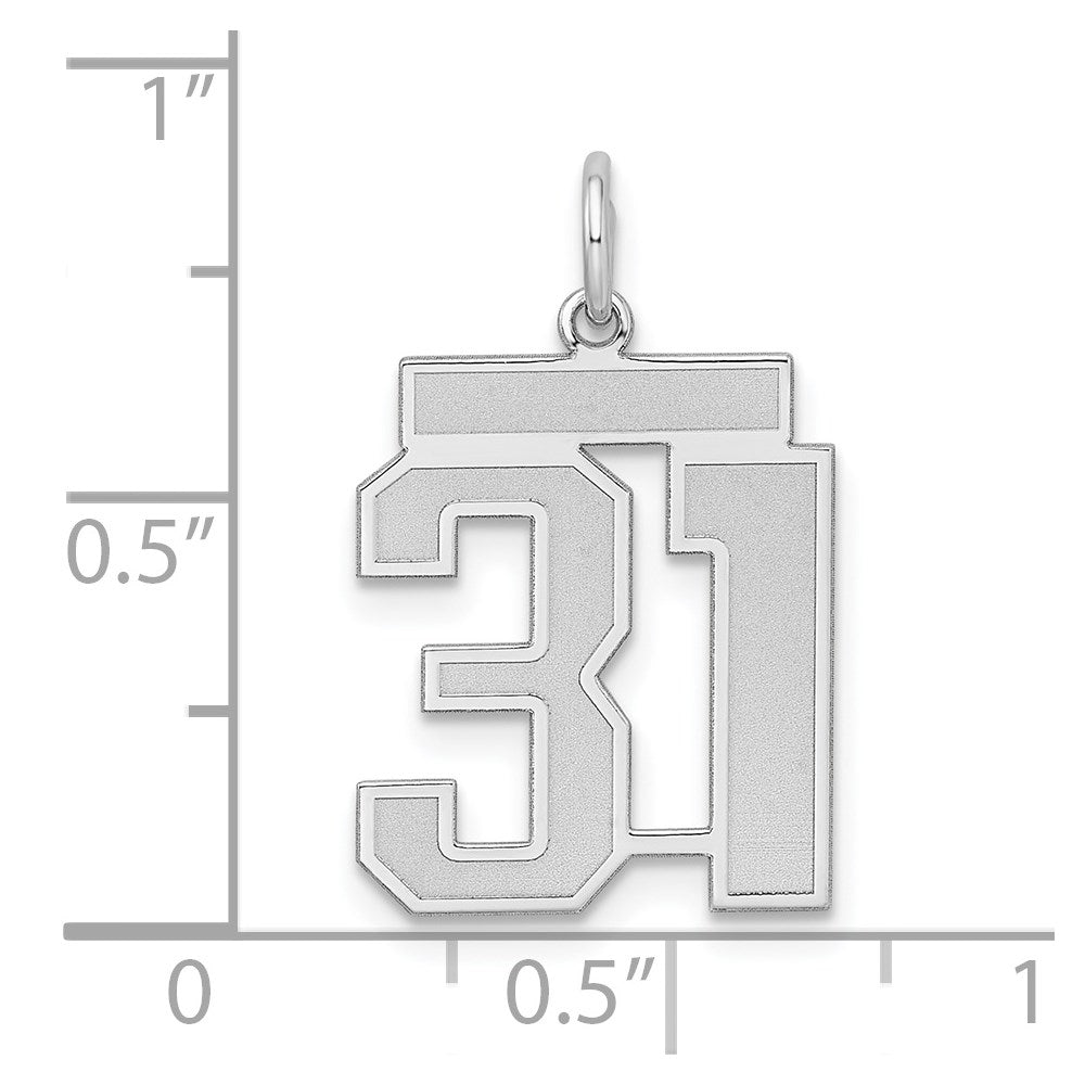 Sterling Silver/Rhodium-plated Satin Number 31 Charm