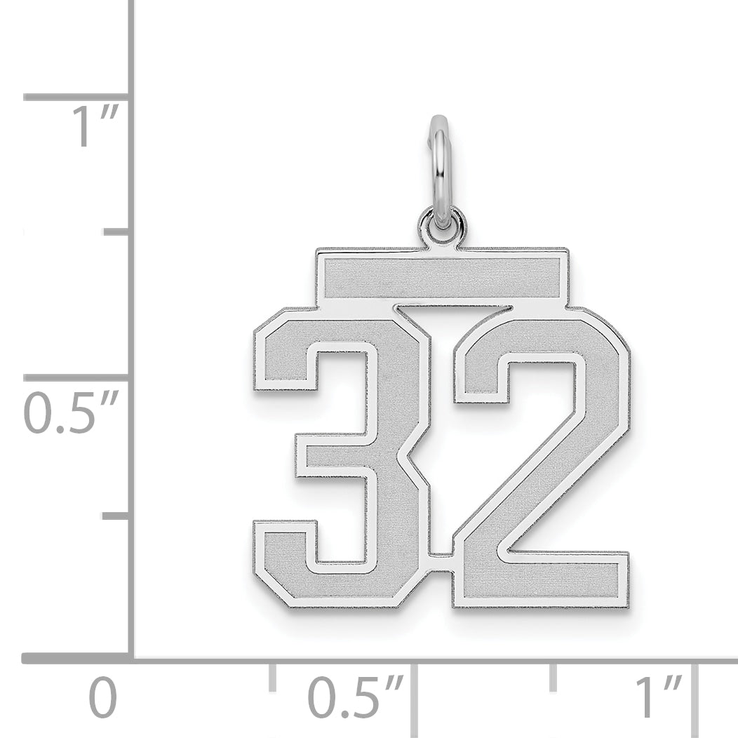 Sterling Silver/Rhodium-plated Satin Number 32 Charm