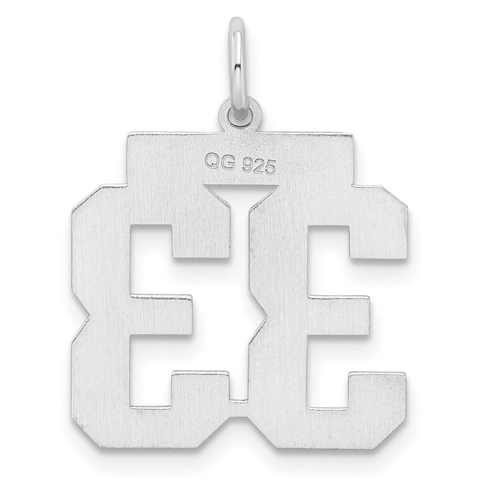 Sterling Silver/Rhodium-plated Satin Number 33 Charm
