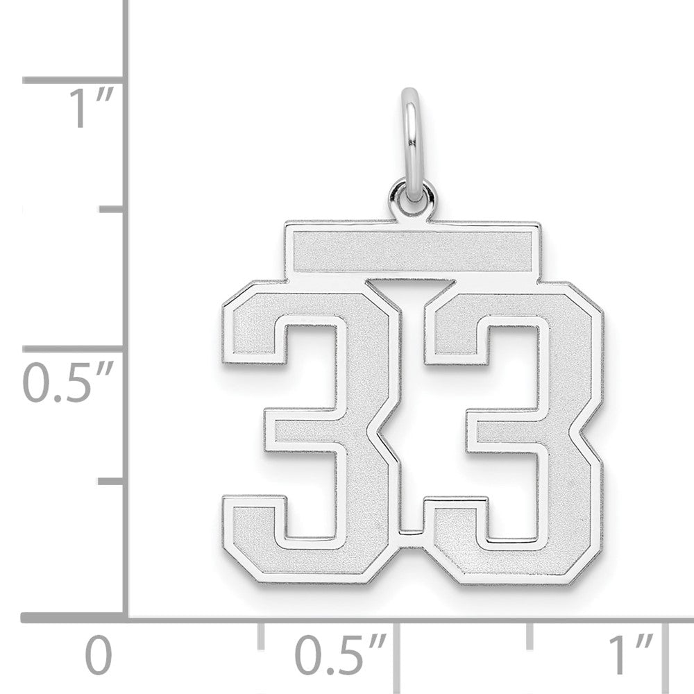 Sterling Silver/Rhodium-plated Satin Number 33 Charm
