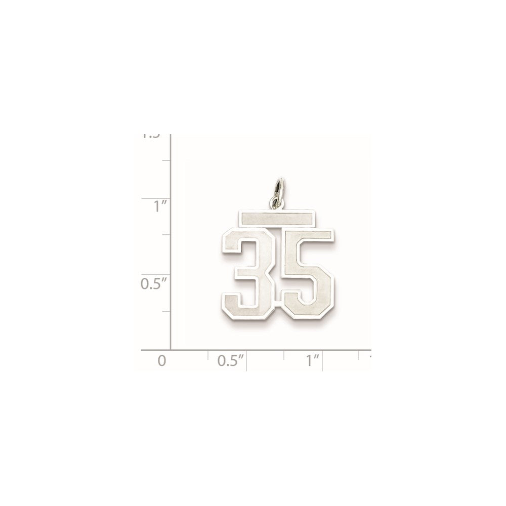 Sterling Silver/Rhodium-plated Satin Number 35 Charm