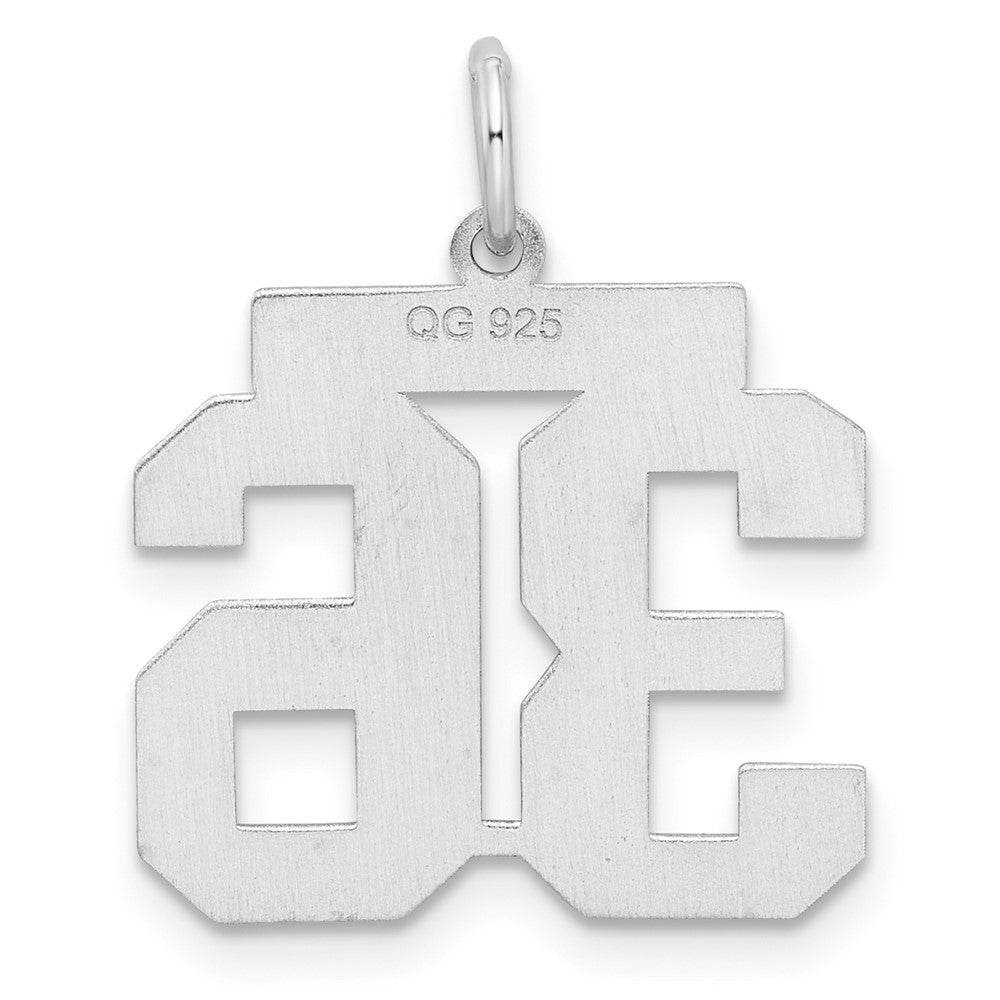 Sterling Silver/Rhodium-plated Satin Number 36 Charm