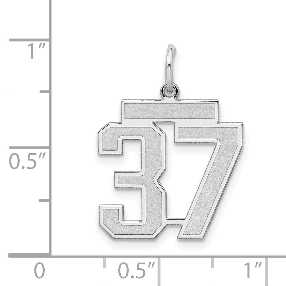 Sterling Silver/Rhodium-plated Satin Number 37 Charm