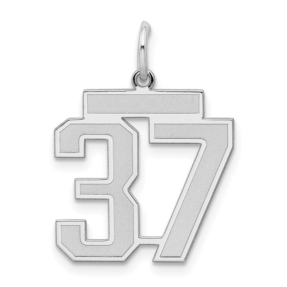 Sterling Silver/Rhodium-plated Satin Number 37 Charm