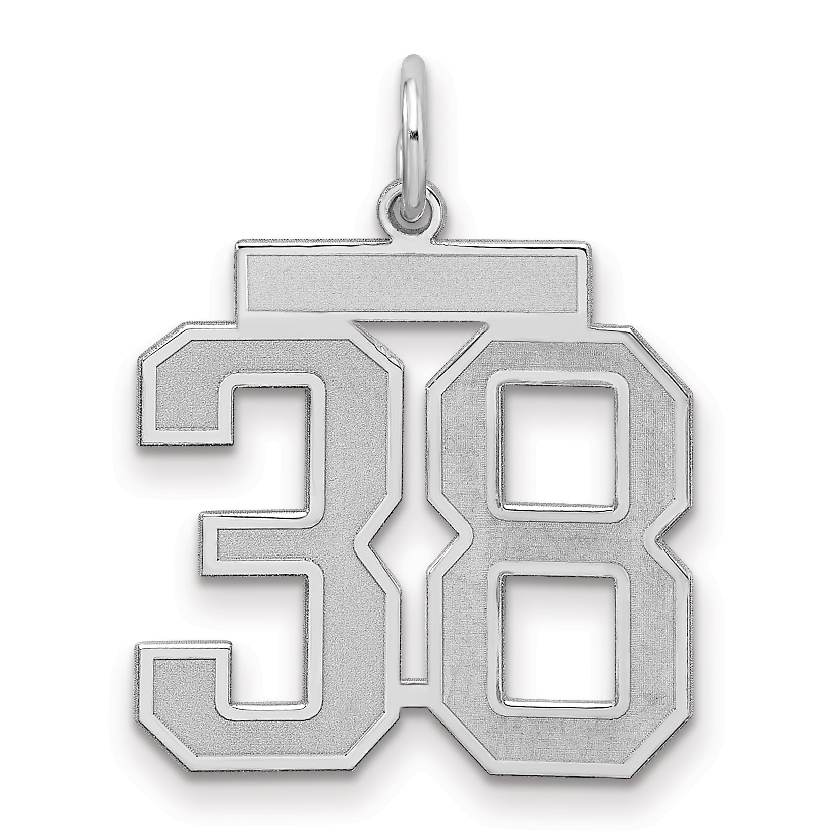 Sterling Silver/Rhodium-plated Satin Number 38 Charm