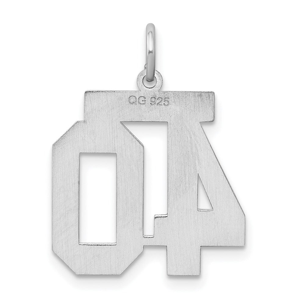 Sterling Silver/Rhodium-plated Satin Number 40 Charm