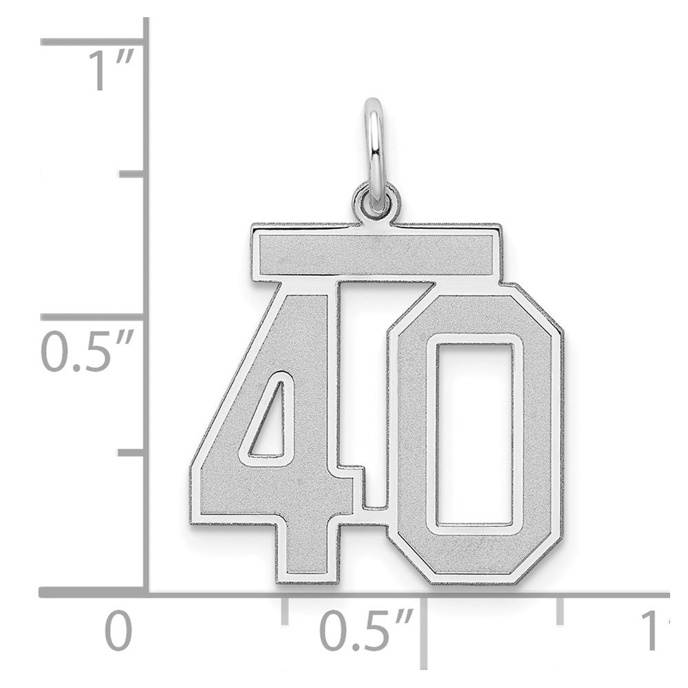 Sterling Silver/Rhodium-plated Satin Number 40 Charm