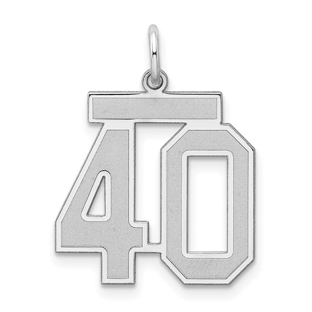 Sterling Silver/Rhodium-plated Satin Number 40 Charm