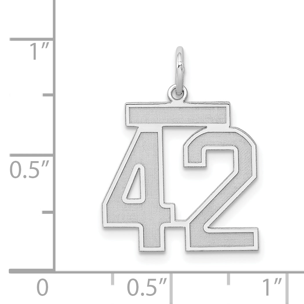 Sterling Silver/Rhodium-plated Satin Number 42 Charm
