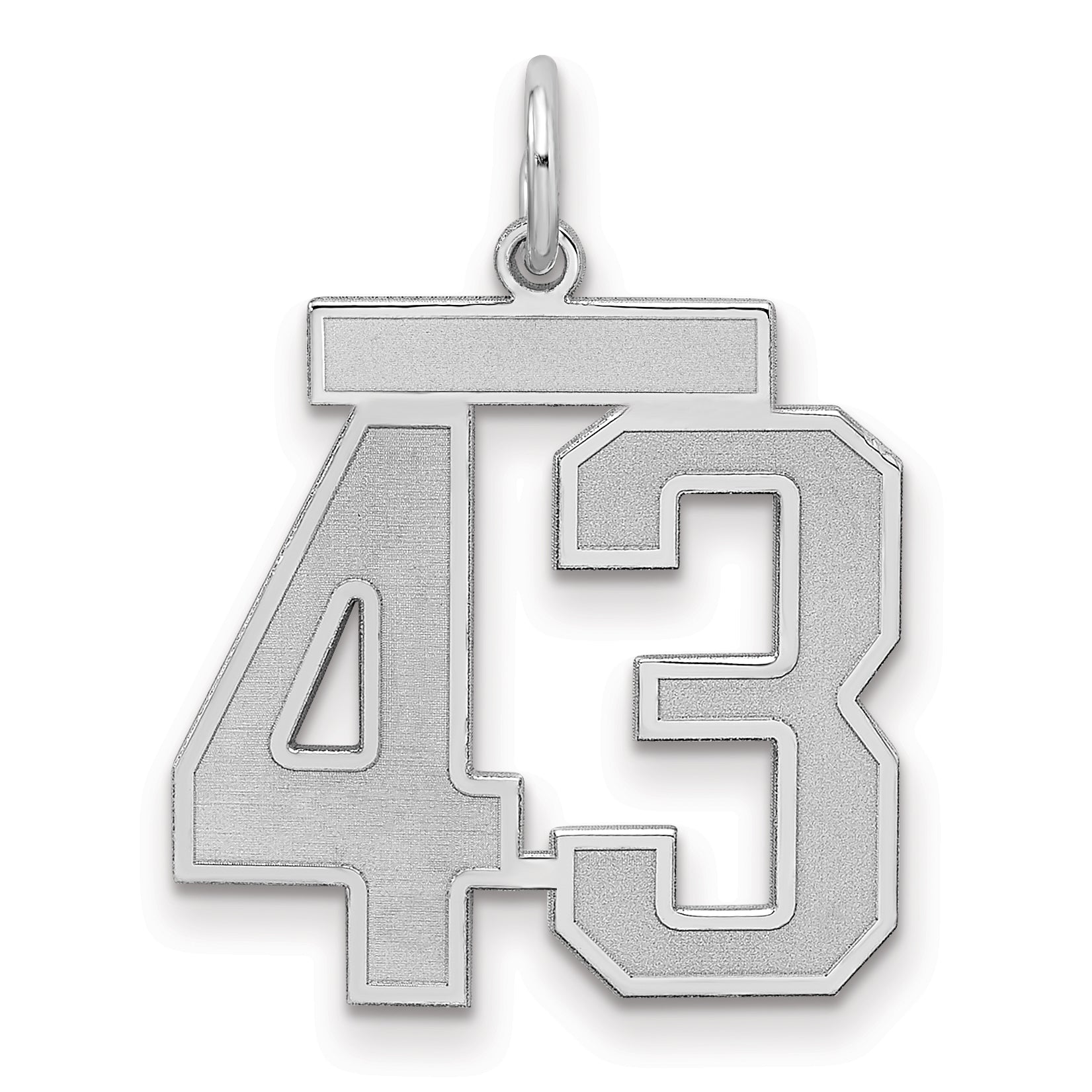 Sterling Silver/Rhodium-plated Satin Number 43 Charm
