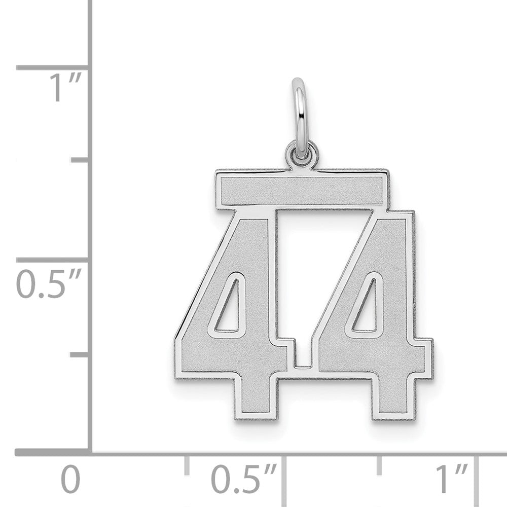 Sterling Silver/Rhodium-plated Satin Number 44 Charm