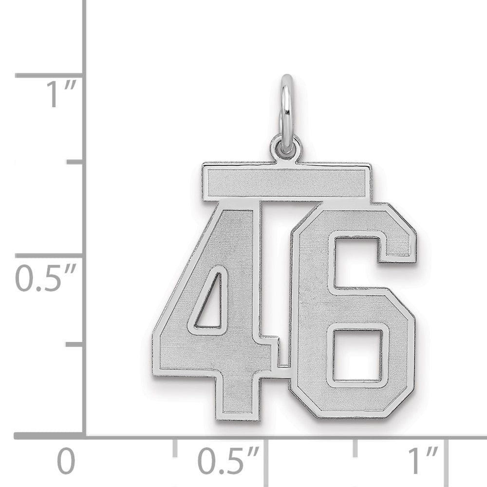 Sterling Silver/Rhodium-plated Satin Number 46 Charm