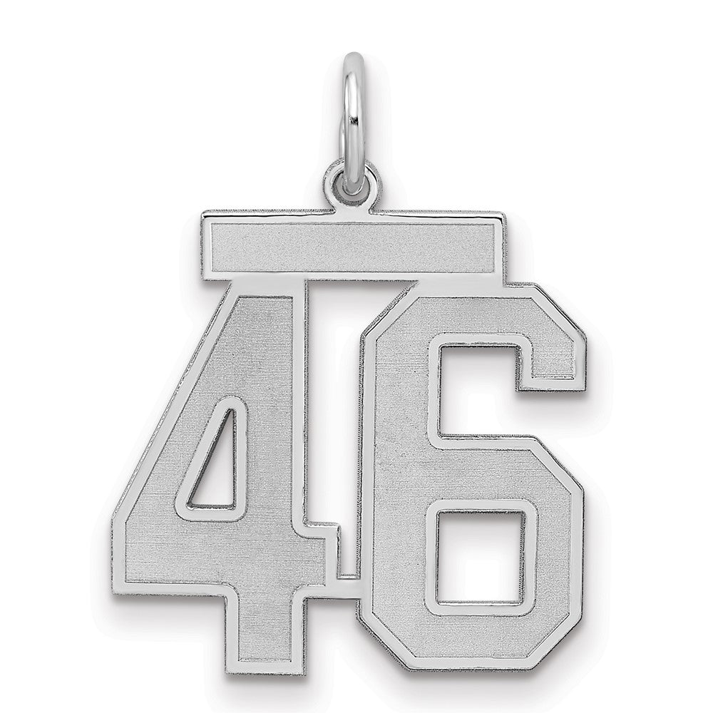 Sterling Silver/Rhodium-plated Satin Number 46 Charm