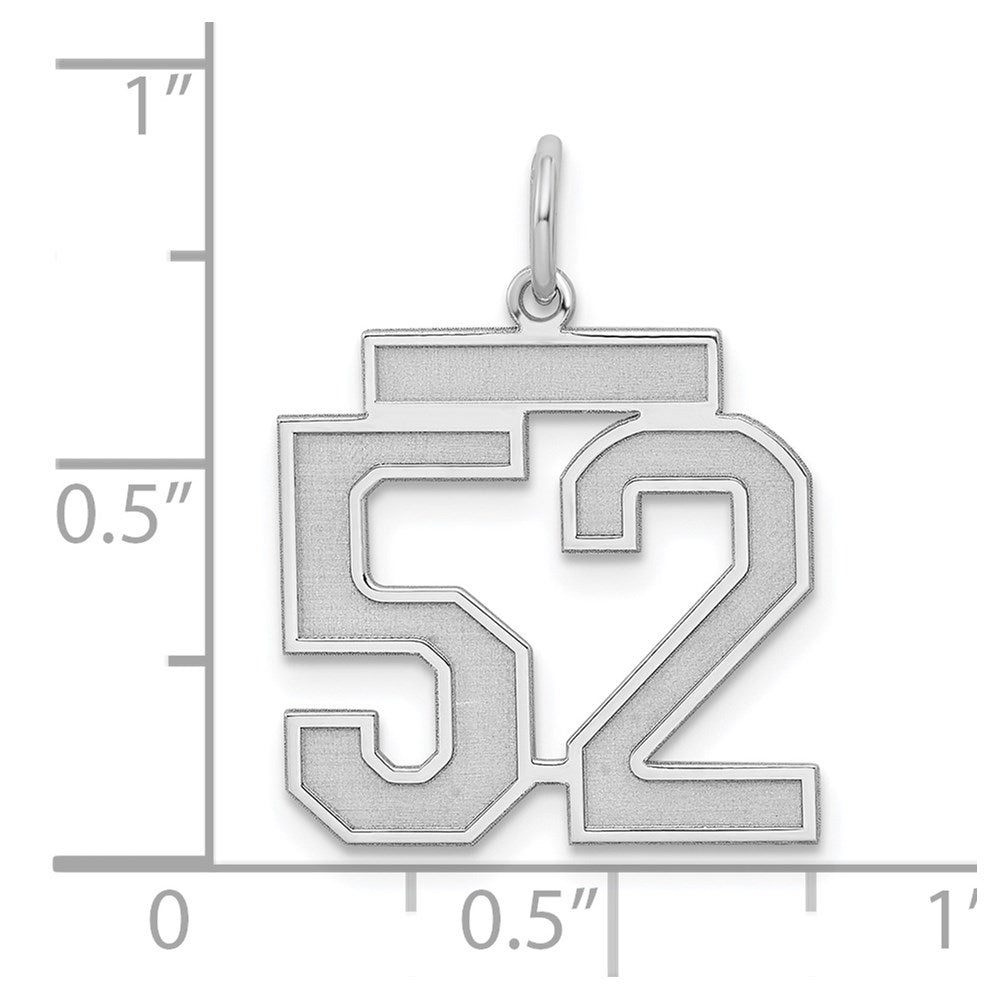 Sterling Silver/Rhodium-plated Satin Number 52 Charm