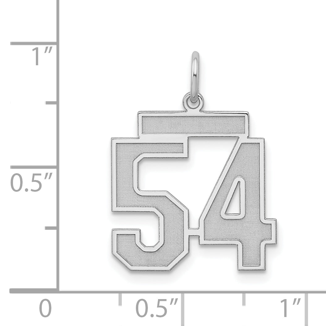 Sterling Silver/Rhodium-plated Satin Number 54 Charm
