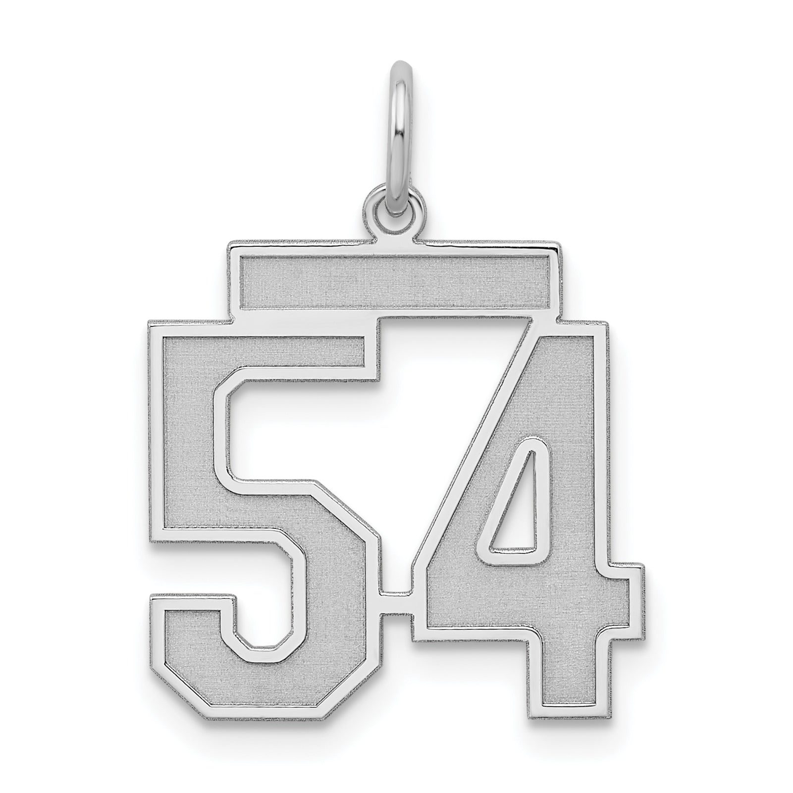 Sterling Silver/Rhodium-plated Satin Number 54 Charm