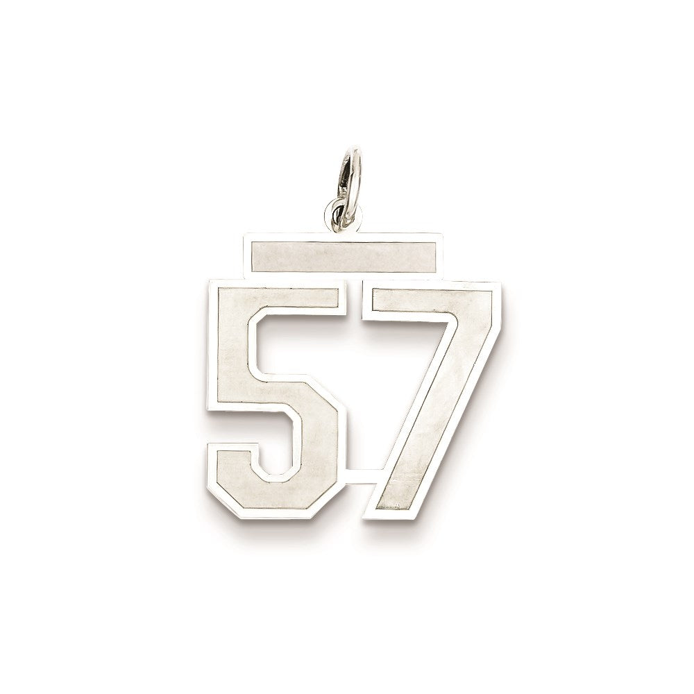 Sterling Silver/Rhodium-plated Satin Number 57 Charm