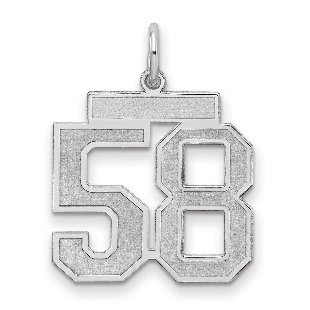 Sterling Silver/Rhodium-plated Satin Number 58 Charm