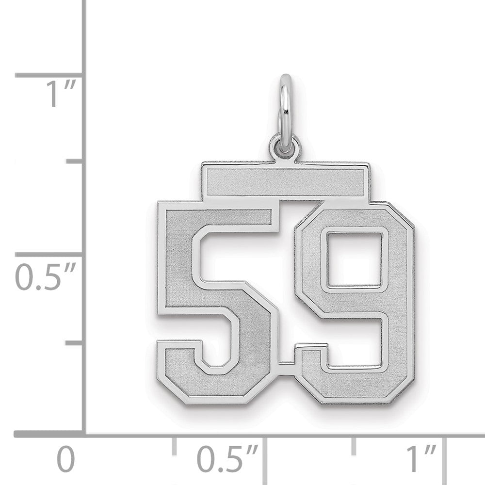 Sterling Silver/Rhodium-plated Satin Number 59 Charm