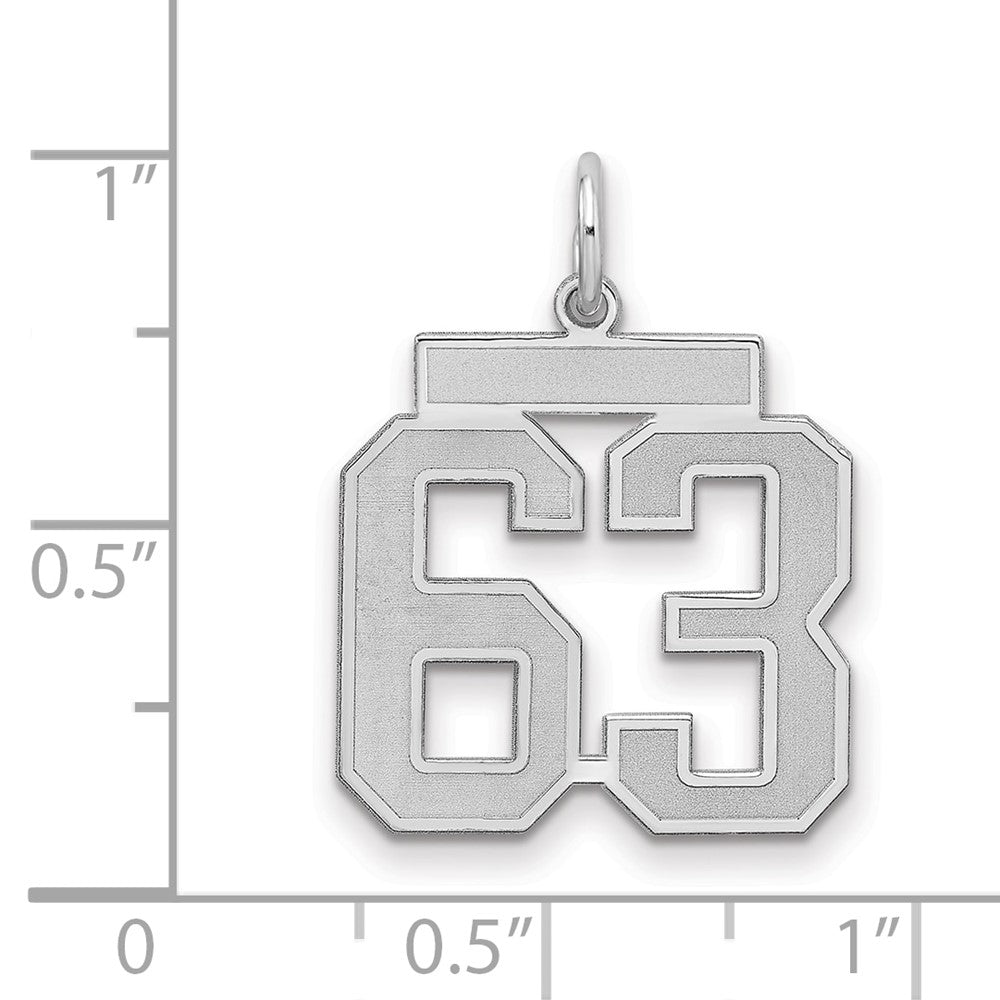 Sterling Silver/Rhodium-plated Satin Number 63 Charm