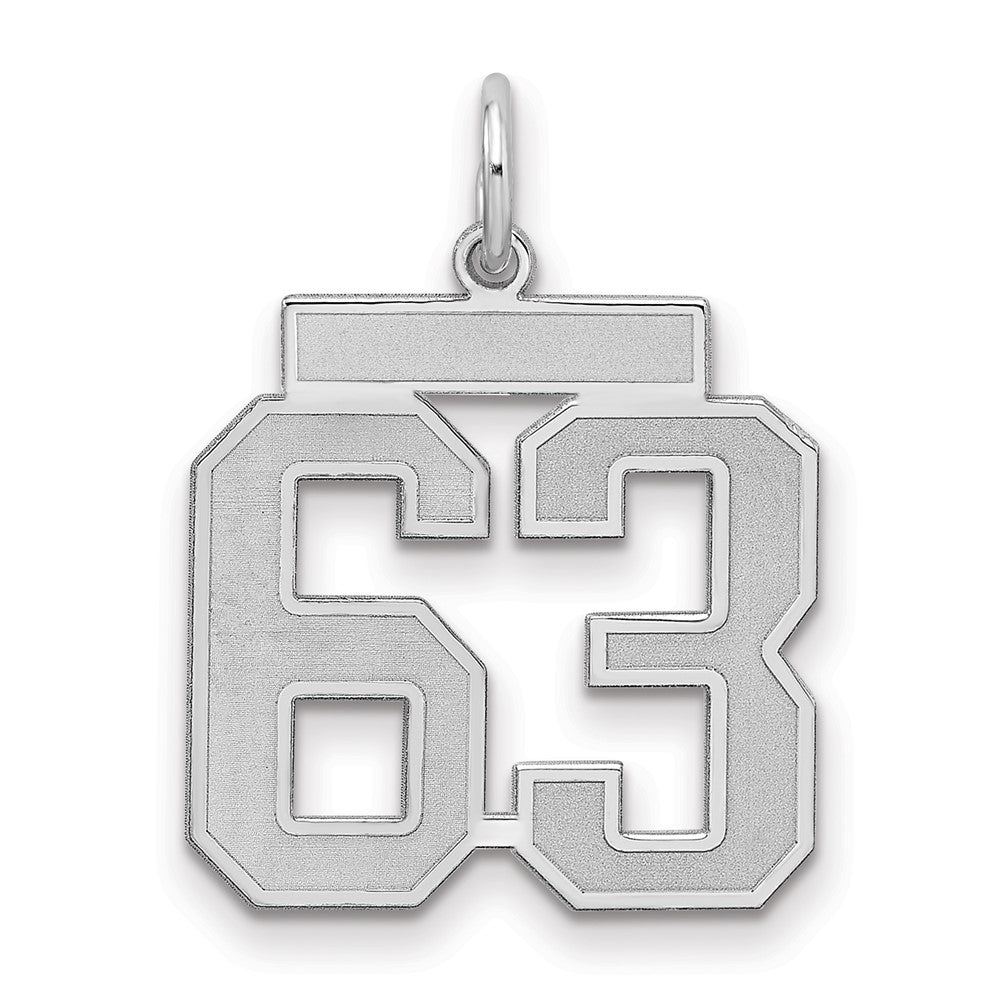 Sterling Silver/Rhodium-plated Satin Number 63 Charm