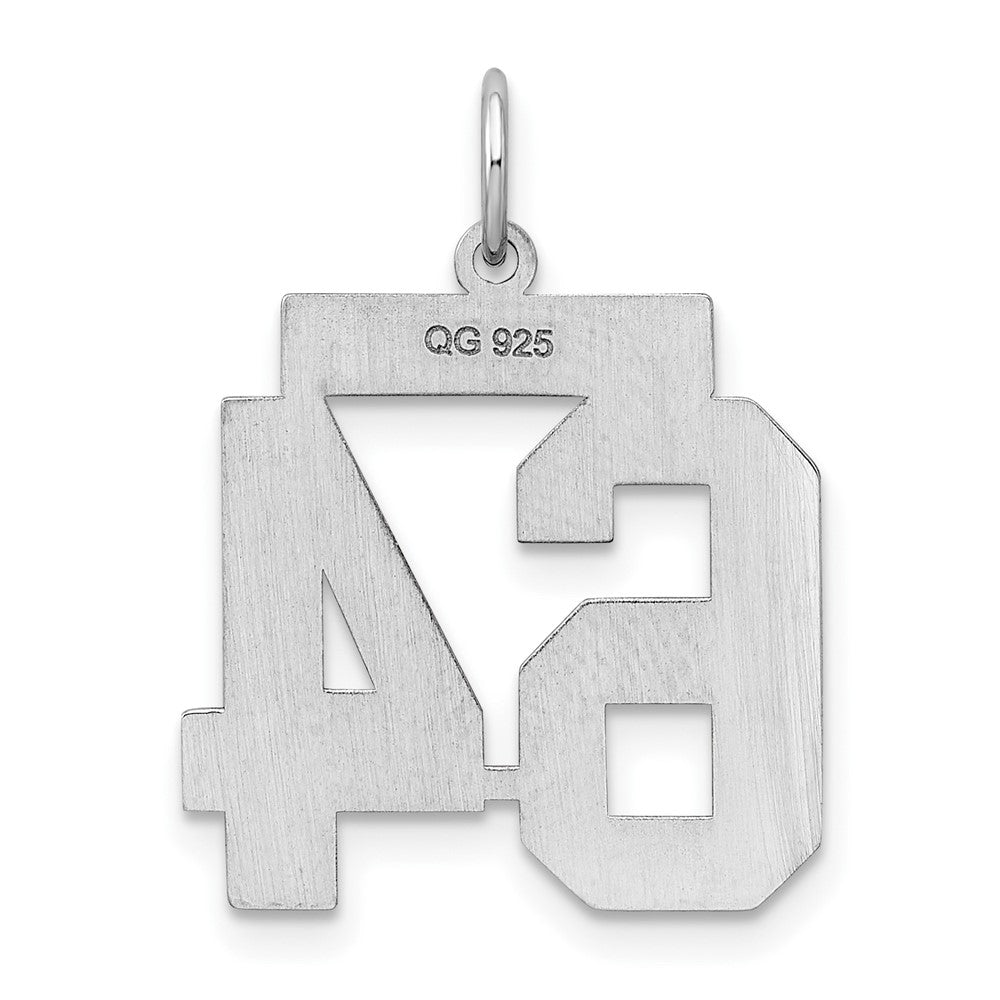 Sterling Silver/Rhodium-plated Satin Number 64 Charm