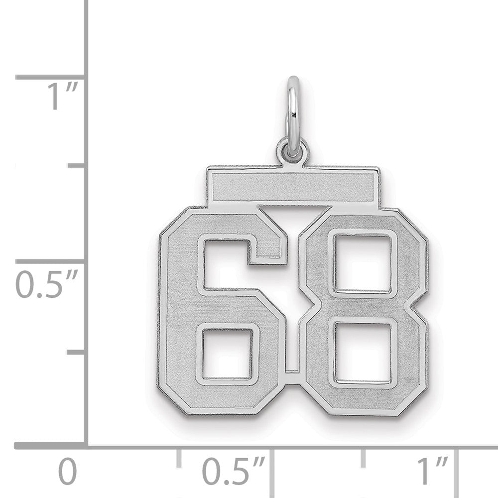 Sterling Silver/Rhodium-plated Satin Number 68 Charm