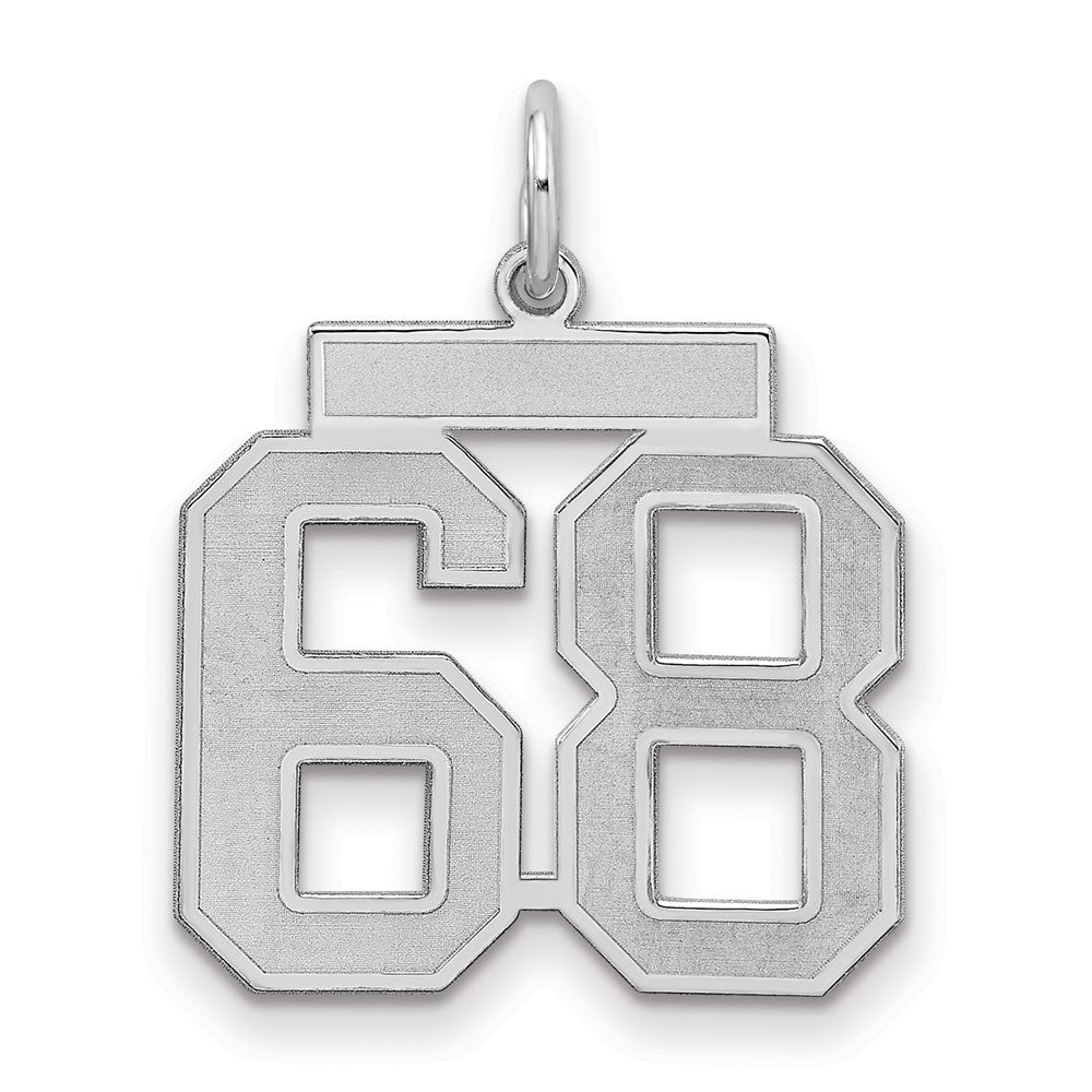 Sterling Silver/Rhodium-plated Satin Number 68 Charm