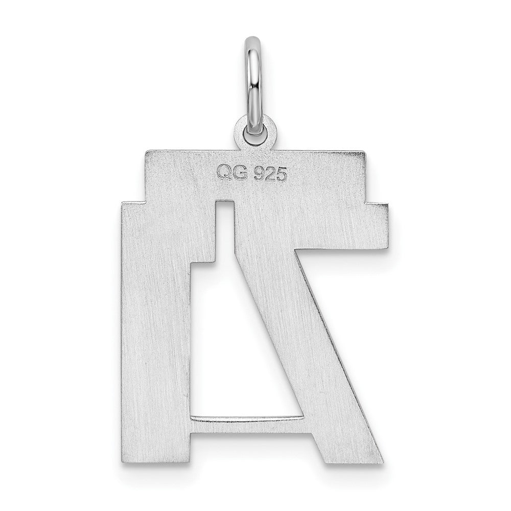 Sterling Silver/Rhodium-plated Satin Number 71 Charm